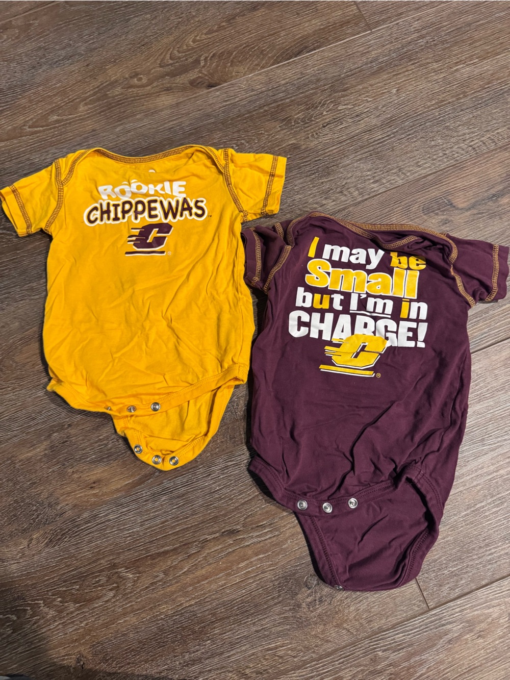Central Michigan Chippewas Baby Short Sleeve Bodysuit Set - Fire up chips!
